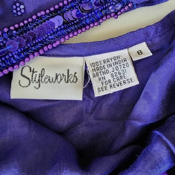 Vintage Styleworks Blue Sequin Embellished Dress Women's Size 8. - Picture 6 of 7